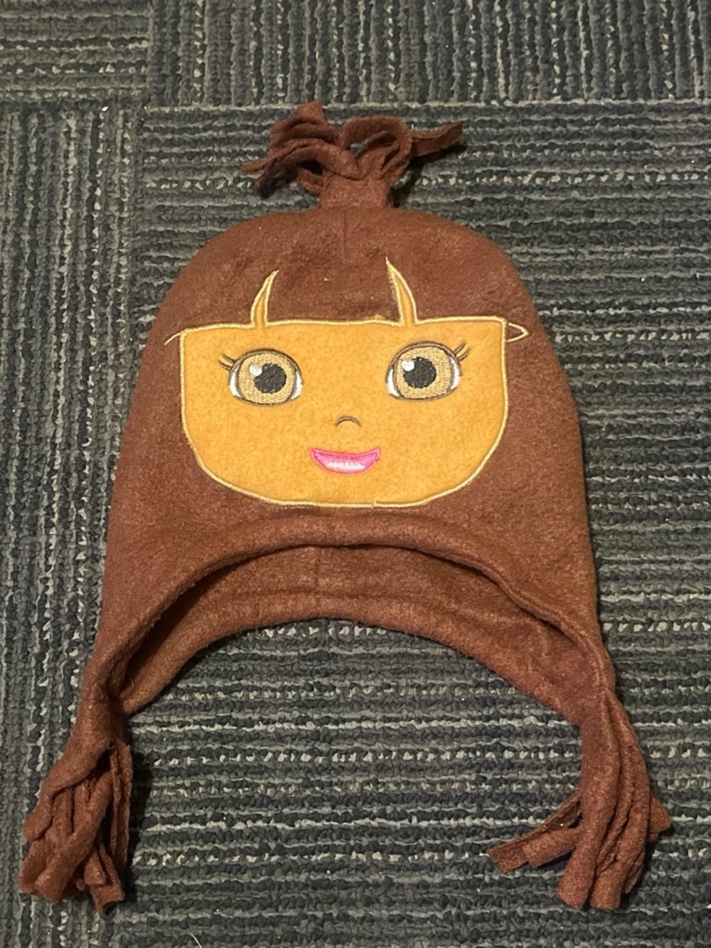 Dora Cartoon Face Fleece Earflap Hat